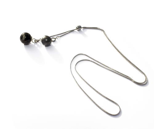 Lariat RVS ketting met 2 as in glaskralen